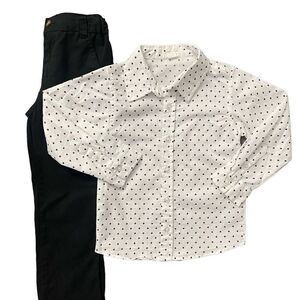Tahari Boy 2-Piece Button Front Top & Black Chino Pant Matching Set Size 6